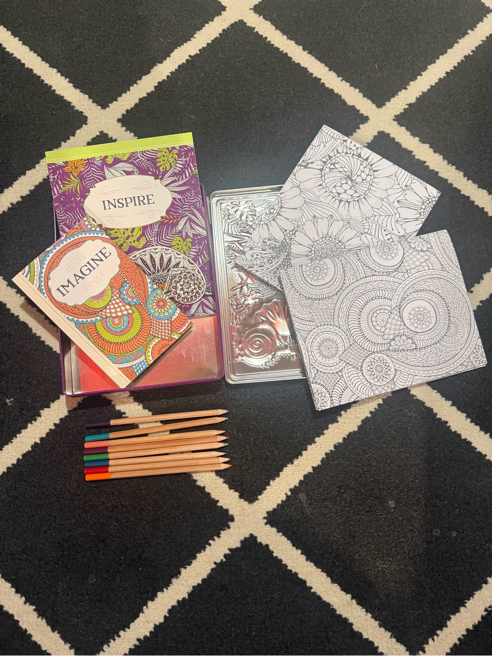 Craft Adult Coloring Tin Set with Colored Pencils